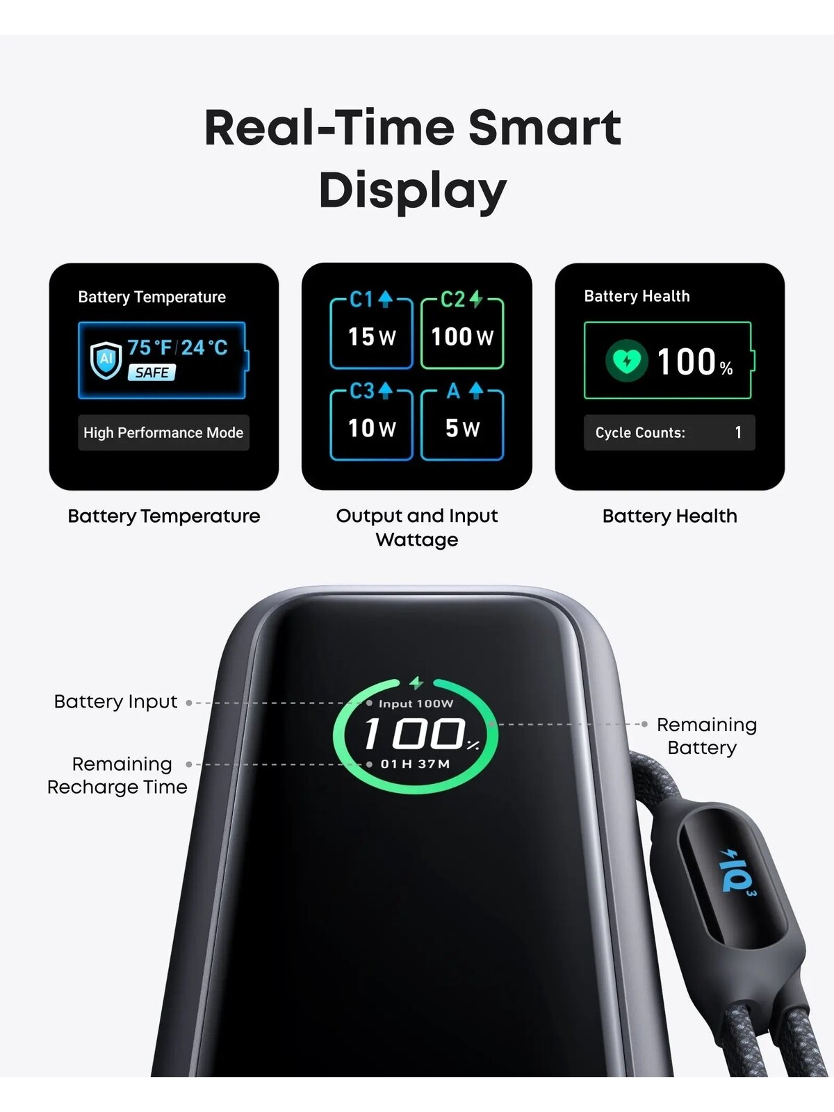 Anker Zolo Powerbank | A1695H11 | 25000 mAh | Built-In USB-C and Retractable Cable) | Grey 3 Anker Zolo Powerbank | A1695H11 | 25000 mAh | Built-In USB-C and Retractable Cable) | Grey 3