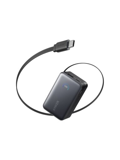 Anker Nano Power Bank 45W with Built-In Retractable USB-C Cable | A1638H11 | 10000 mAh | Black Anker Nano Power Bank 45W with Built-In Retractable USB-C Cable | A1638H11 | 10000 mAh | Black