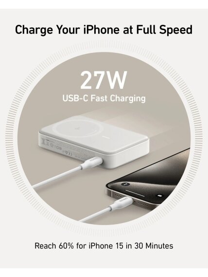 Anker MagGo Power Bank | A1654G21 | 10000 mAh | White 4 Anker MagGo Power Bank | A1654G21 | 10000 mAh | White 4