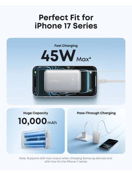 Anker Nano Power Bank 45W with Built-In Retractable USB-C Cable | A1638H21 | 10000 mAh | White 4 Anker Nano Power Bank 45W with Built-In Retractable USB-C Cable | A1638H21 | 10000 mAh | White 4