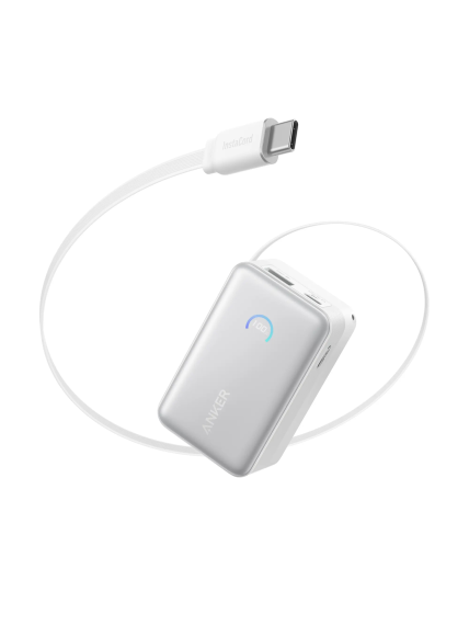 Anker Nano Power Bank 45W with Built-In Retractable USB-C Cable | A1638H21 | 10000 mAh | White Anker Nano Power Bank 45W with Built-In Retractable USB-C Cable | A1638H21 | 10000 mAh | White