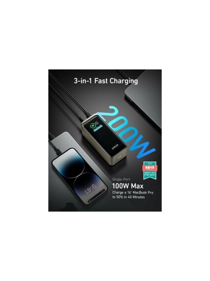 Anker Power Bank, 200 W | Prime | 20000 mAh | Black 4