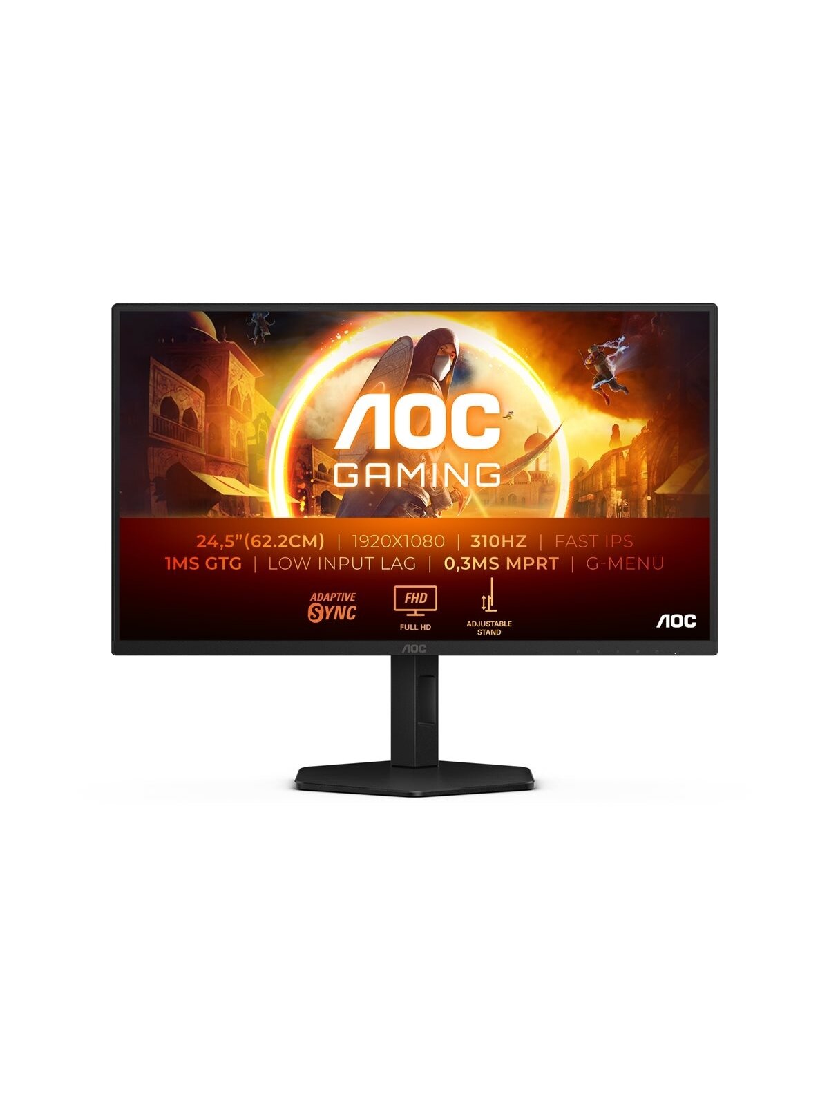 AOC | 25G4SXU | 24.5 " | IPS | FHD | 310 Hz | 1 ms | 1920 x 1080 pixels | 400 cd/m² | HDMI ports quantity 2 | Black AOC | 25G4SXU | 24.5 " | IPS | FHD | 310 Hz | 1 ms | 1920 x 1080 pixels | 400 cd/m² | HDMI ports quantity 2 | Black