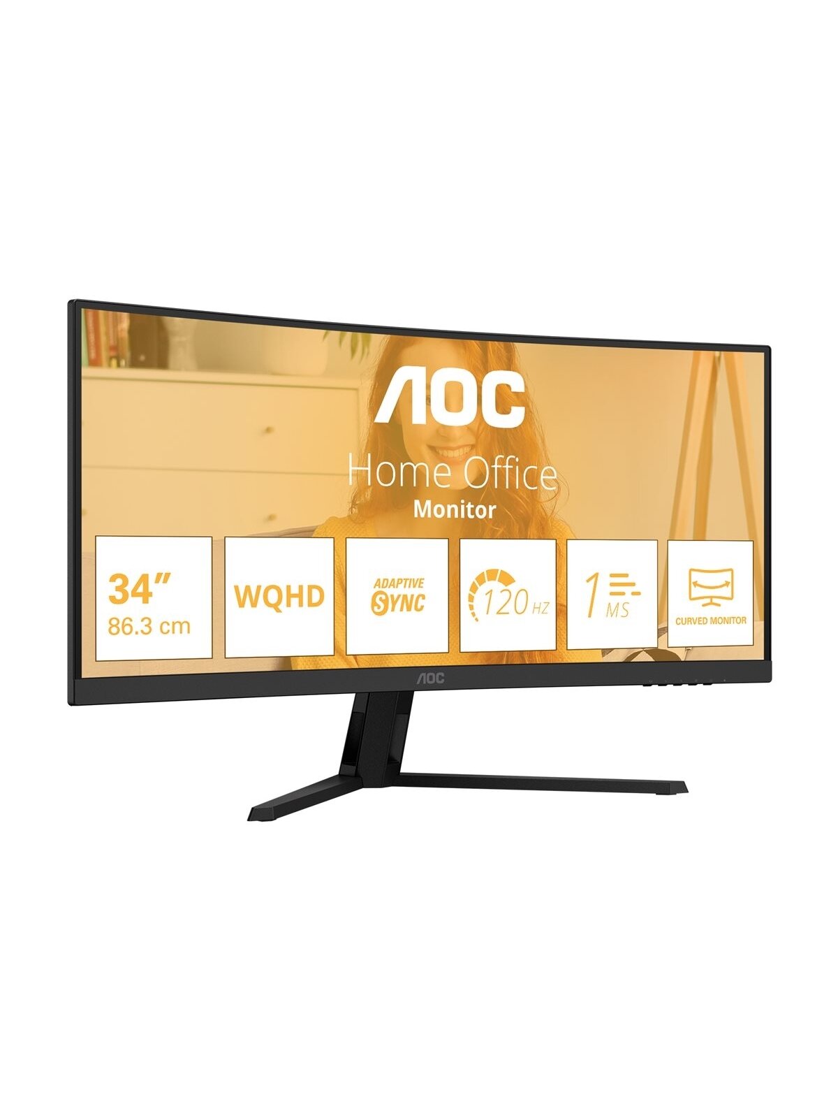 AOC CU34B3E | 34 " | VA | WQHD | 21:9 | 120 Hz | 4 ms | 3440 x 1440 pixels | 300 cd/m² | HDMI ports quantity 1 | Black 5 AOC CU34B3E | 34 " | VA | WQHD | 21:9 | 120 Hz | 4 ms | 3440 x 1440 pixels | 300 cd/m² | HDMI ports quantity 1 | Black 5