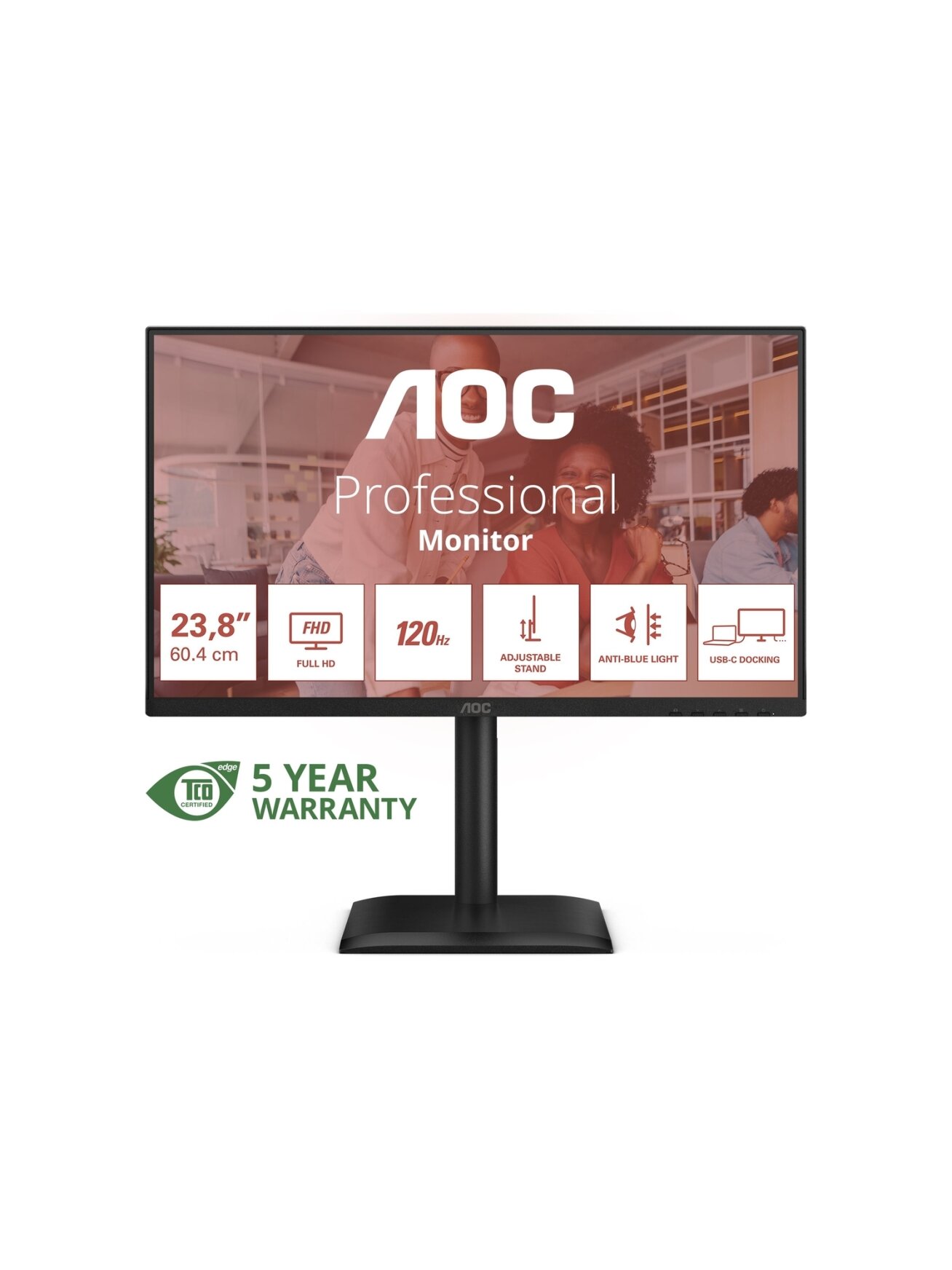 AOC | 24E4CV | 23.8 " | IPS | FHD | 16:9 | 120 Hz | 4 ms | 1920 x 1080 pixels | 300 cd/m² | Black
