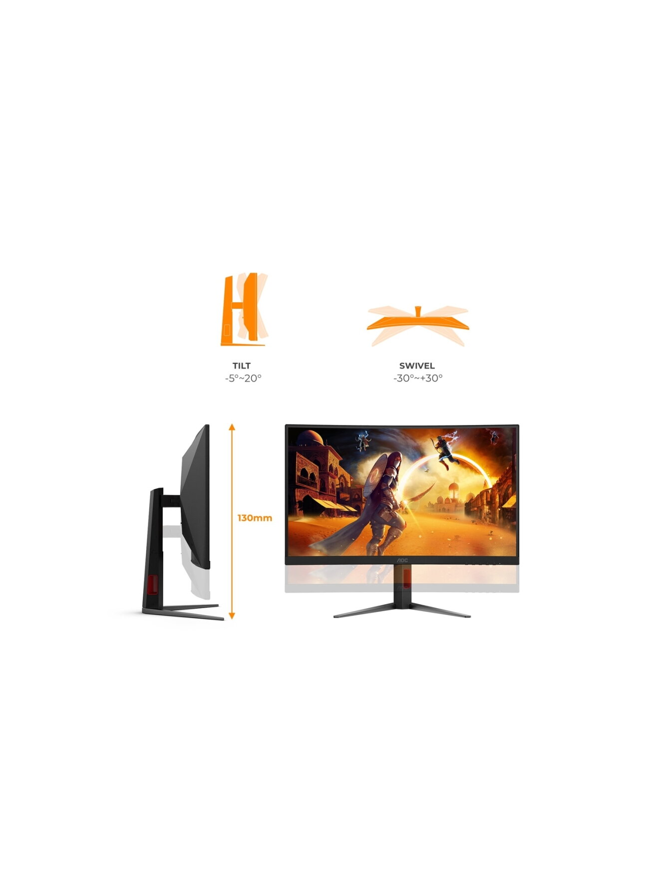 AOC CQ27G4Z2 Curved 34" 2560x1440/16:9/350cd/m2/1ms HDMI, DisplayPort, USB, Headphone out | AOC 6