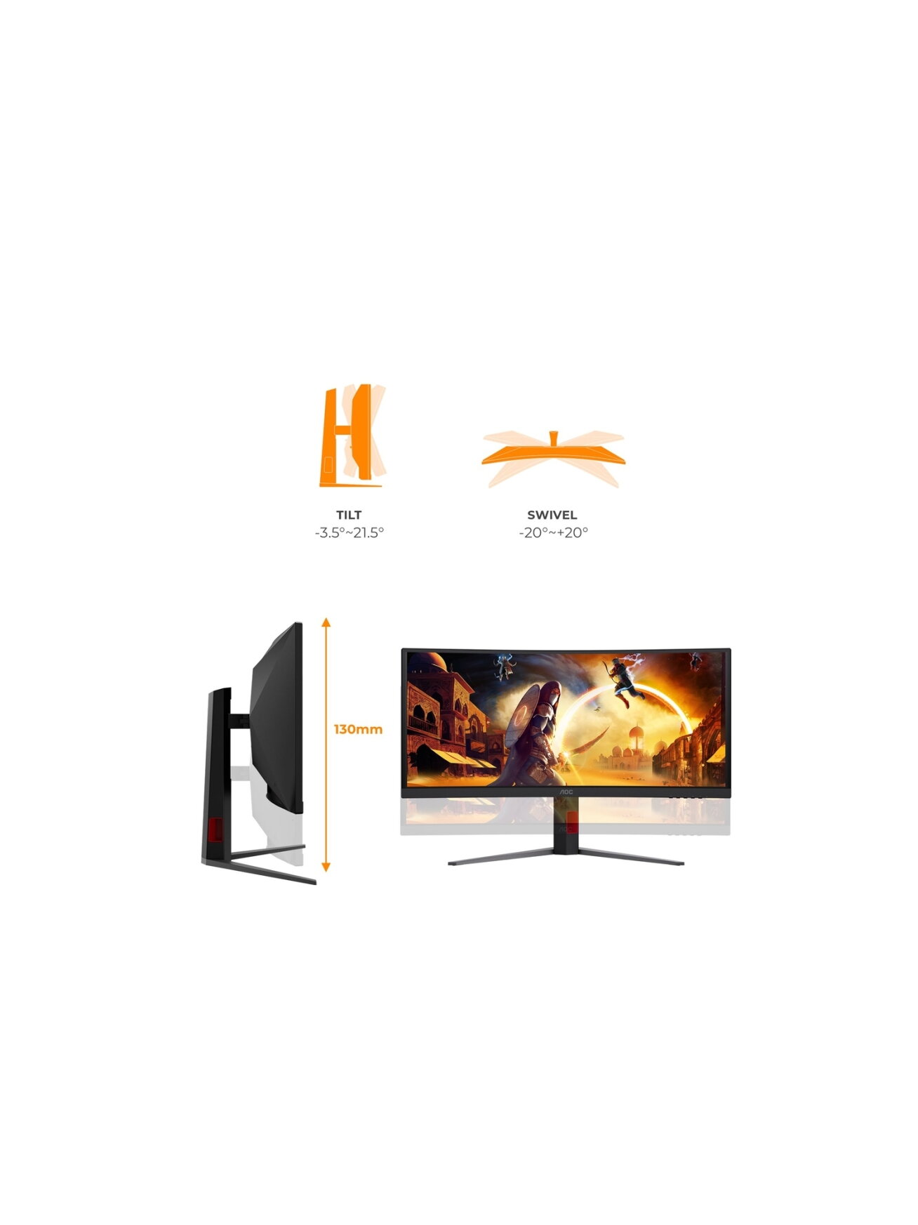 AOC CU34G4ZCA Curved 34" 3440x1440/21:9/1ms HDMI, DisplayPort, USB, Audio out | AOC 5