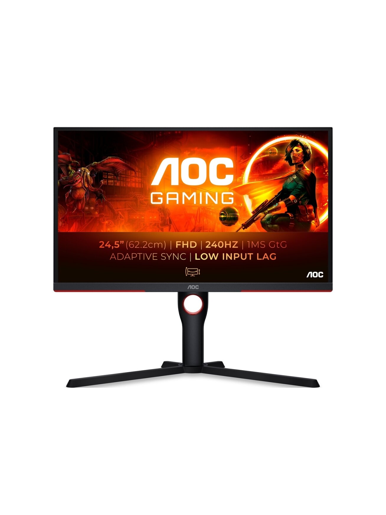 AOC | Monitor | 25G3ZM/BK | 24.5 " | VA | FHD | 16:9 | 240 Hz | 1 ms | 1920 x 1080 | 300 cd/m² | HDMI ports quantity 2 | Black/Red | Warranty 36 month(s)