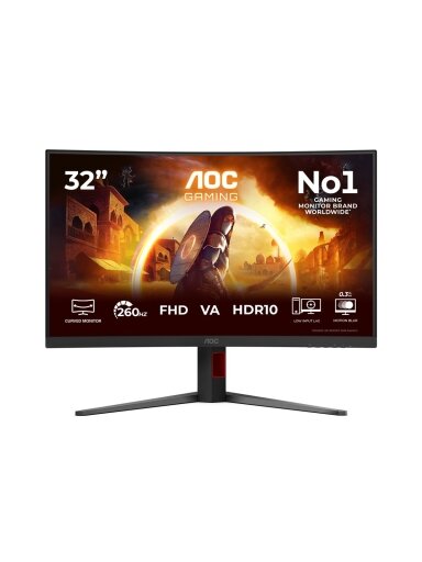 AOC C32G4Z | 32 " | VA | FHD | 16:9 | 240 Hz | 0.3 ms | 1920 x 1080 pixels | 300 cd/m² | HDMI ports quantity 1 | Black AOC C32G4Z | 32 " | VA | FHD | 16:9 | 240 Hz | 0.3 ms | 1920 x 1080 pixels | 300 cd/m² | HDMI ports quantity 1 | Black