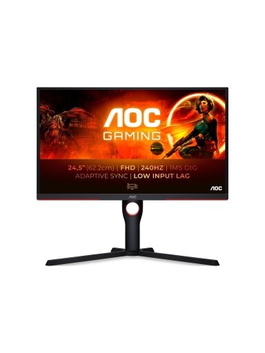 AOC | Monitor | 25G3ZM/BK | 24.5 " | VA | FHD | 16:9 | 240 Hz | 1 ms | 1920 x 1080 | 300 cd/m² | HDMI ports quantity 2 | Black/Red | Warranty 36 month(s)