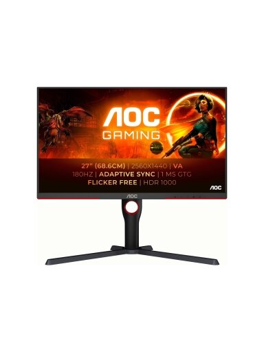 AOC | Monitor | Q27G3XMN/BK | 27 " | VA | 16:9 | 180 Hz | 1 ms | 2560 x 1440 pixels | 700 cd/m² | HDMI ports quantity 2 | Black