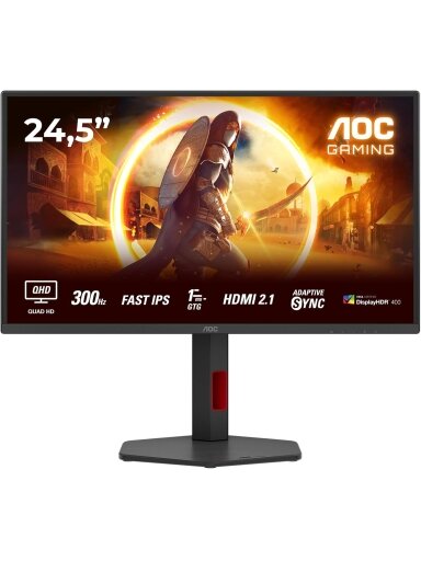 AOC | Q25G4SR | 24.5 " | Fast IPS | QHD | 16:9 | 300 Hz | 1 ms | 2560 x 1440 pixels | 400 cd/m² | HDMI ports quantity 2 | Black