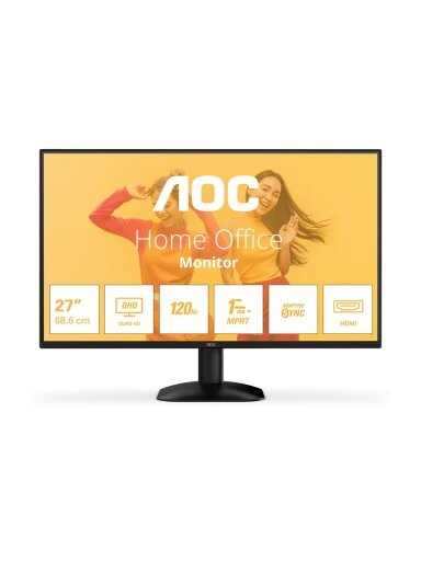 AOC Q27B35S3 | 27 " | IPS | QHD | 16:9 | 120 Hz | 1 ms | 2560 x 1440 pixels | 300 cd/m² | HDMI ports quantity 1 | Black AOC Q27B35S3 | 27 " | IPS | QHD | 16:9 | 120 Hz | 1 ms | 2560 x 1440 pixels | 300 cd/m² | HDMI ports quantity 1 | Black