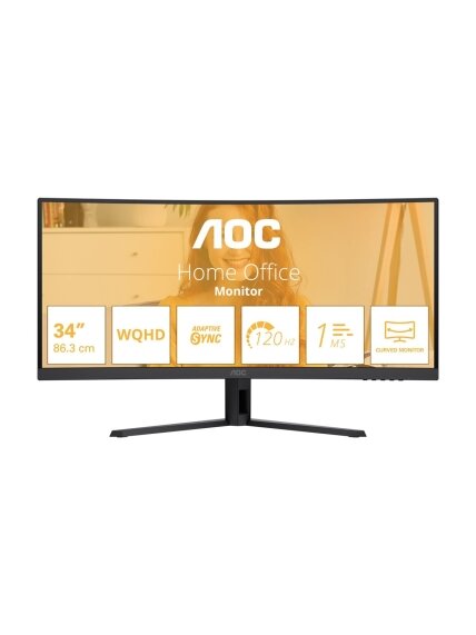 AOC CU34B3E | 34 " | VA | WQHD | 21:9 | 120 Hz | 4 ms | 3440 x 1440 pixels | 300 cd/m² | HDMI ports quantity 1 | Black 4 AOC CU34B3E | 34 " | VA | WQHD | 21:9 | 120 Hz | 4 ms | 3440 x 1440 pixels | 300 cd/m² | HDMI ports quantity 1 | Black 4