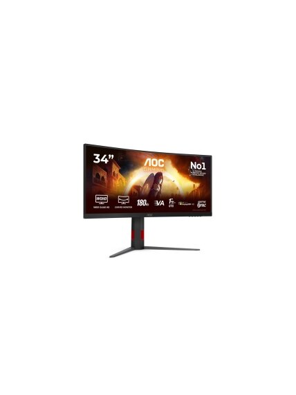 AOC CU34G4CA | 34 " | Fast VA | WQHD | 21:9 | 180 Hz | 1 ms | 3440 x 1440 pixels | 450 cd/m² | HDMI ports quantity 2 | Black 4 AOC CU34G4CA | 34 " | Fast VA | WQHD | 21:9 | 180 Hz | 1 ms | 3440 x 1440 pixels | 450 cd/m² | HDMI ports quantity 2 | Black 4