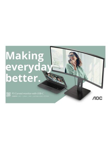 AOC | CU34P3CV | 34 " | VA | 21:9 | 100 Hz | 4 ms | 3440 x 1440 pixels | HDMI ports quantity 1 3