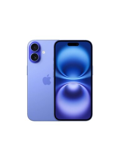 Apple | iPhone 16 | Ultramarine | 6.1 " | 2556 x 1179 pixels | OLED | A18 | Internal RAM 8 GB | 128 GB | Dual SIM | Nano SIM | 5G | Main camera resolution 48 MP | iOS 18 | Secondary camera resolution 12 MP