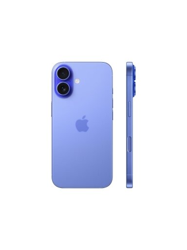 Apple | iPhone 16 | Ultramarine | 6.1 " | 2556 x 1179 pixels | OLED | A18 | Internal RAM 8 GB | 128 GB | Dual SIM | Nano SIM | 5G | Main camera resolution 48 MP | iOS 18 | Secondary camera resolution 12 MP