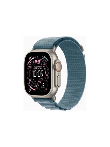 Apple Watch Ultra 3 GPS + Cellular 49mm Natural Titanium Case with Light Blue Alpine Loop - Medium | Apple