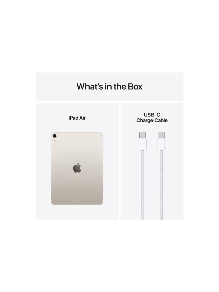 Apple | iPad Air Wi-Fi + Cellular | 11 " | Starlight | IPS | 2360 x 1640 pixels | Apple M3 | 8 GB | 512 GB | 3G | 4G | 5G | Wi-Fi | Front camera | 12 MP | Rear camera | 12 MP | Bluetooth | 5.3 | iPadOS | USB-C charging cable 2