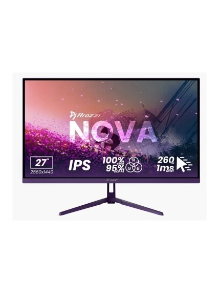 Arozzi | Nova | 27 " | IPS | QHD | 16:9 | 180 Hz | 1 ms | 2560 x 1440 pixels | 350 cd/m² | HDMI ports quantity 2 | Purple Arozzi | Nova | 27 " | IPS | QHD | 16:9 | 180 Hz | 1 ms | 2560 x 1440 pixels | 350 cd/m² | HDMI ports quantity 2 | Purple