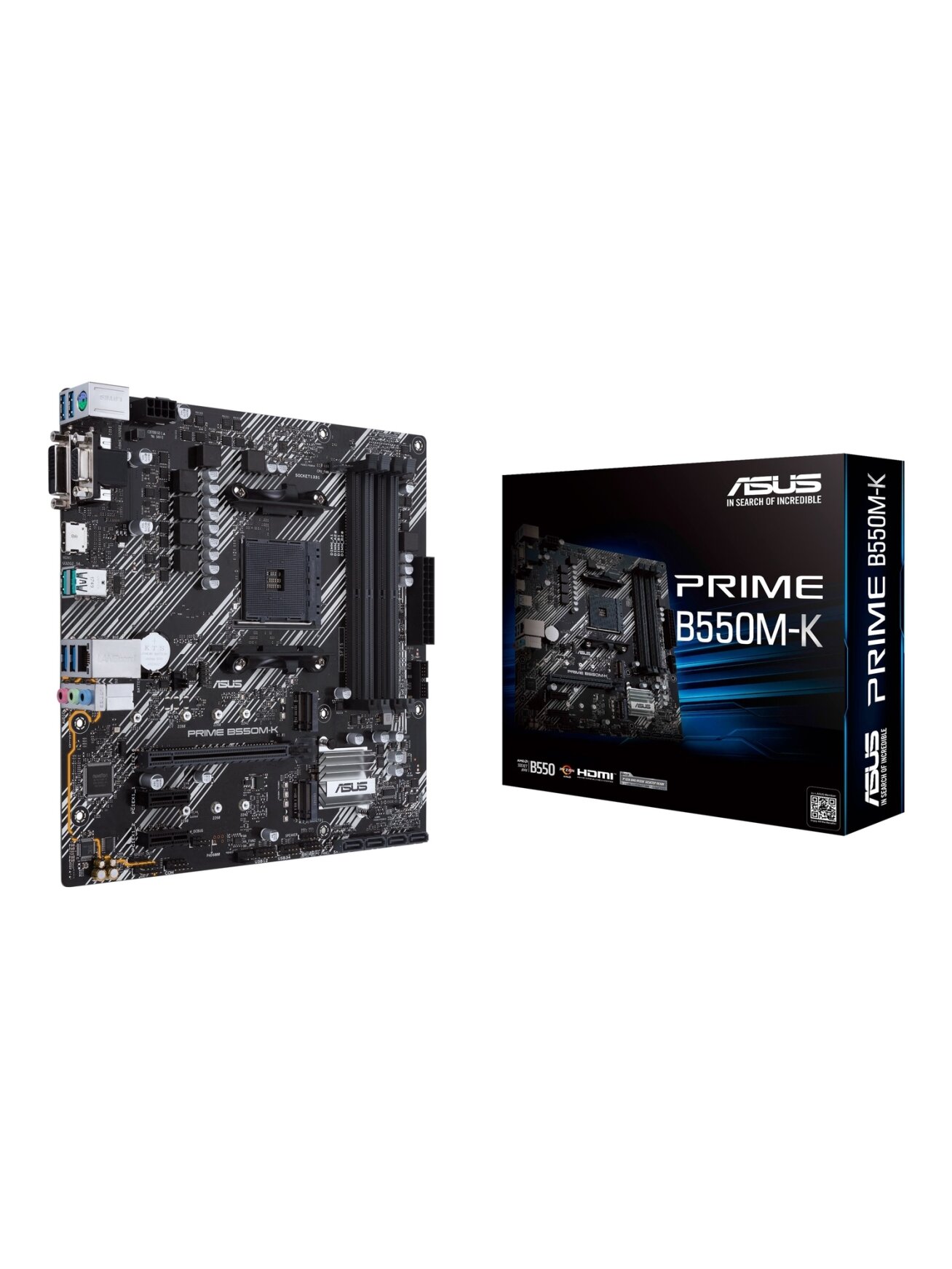 Asus | PRIME B550M-K | Processor family AMD | Processor socket AM4 | DDR4 | Memory slots 4 | Chipset AMD B | Micro ATX 3 Asus | PRIME B550M-K | Processor family AMD | Processor socket AM4 | DDR4 | Memory slots 4 | Chipset AMD B | Micro ATX 3