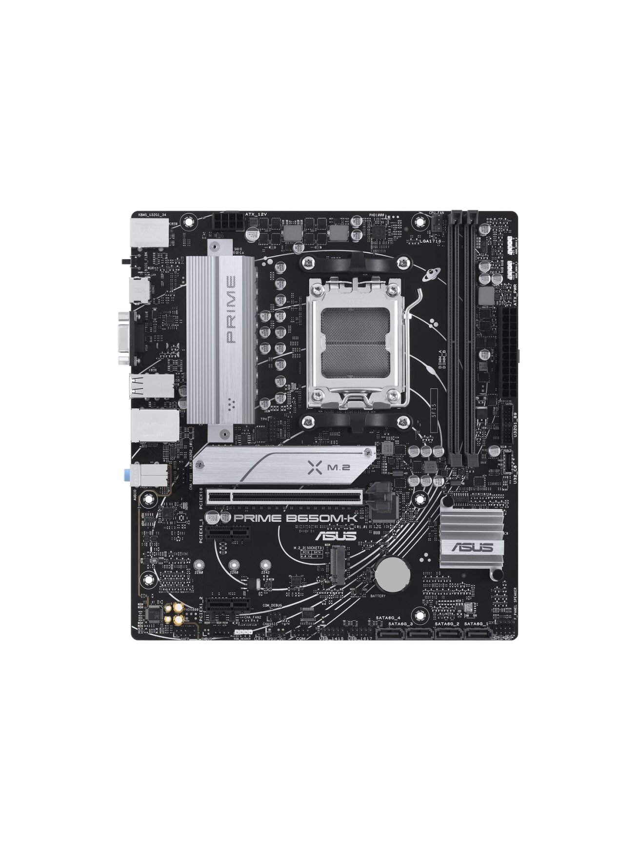 Asus | PRIME B650M-K | Processor family AMD | Processor socket AM5 | DDR5 | Supported hard disk drive interfaces SATA, M.2 | Number of SATA connectors 4