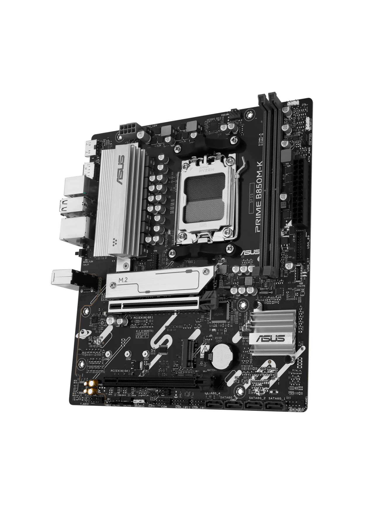 Asus PRIME B850M-K | Processor family AMD | Processor socket AM5 | DDR5 | Supported hard disk drive interfaces SATA, M.2 | Number of SATA connectors 4 2
