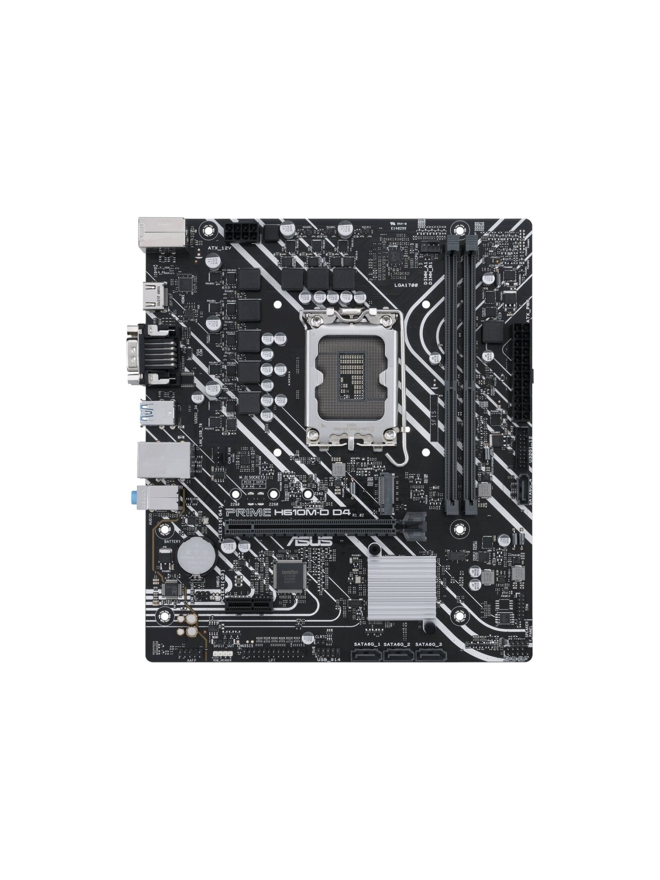 Asus | PRIME H610M-D D4 | Processor family Intel | Processor socket LGA1700 | DDR4 DIMM | Memory slots 2 | Supported hard disk drive interfaces SATA, M.2 | Number of SATA connectors 4 | Chipset Intel H610 | mATX Asus | PRIME H610M-D D4 | Processor family Intel | Processor socket LGA1700 | DDR4 DIMM | Memory slots 2 | Supported hard disk drive interfaces SATA, M.2 | Number of SATA connectors 4 | Chipset Intel H610 | mATX