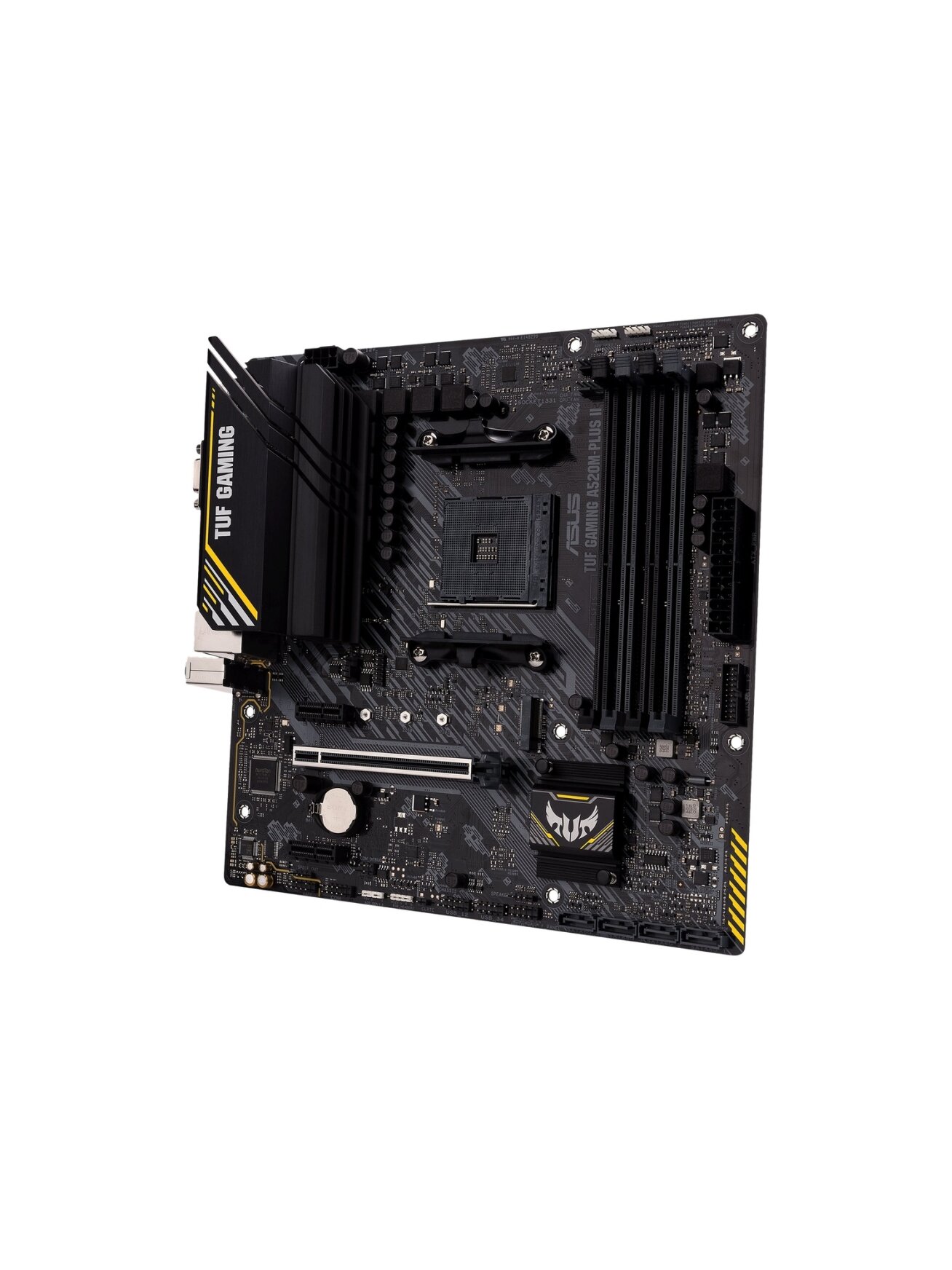 Asus | TUF GAMING A520M-PLUS II | Processor family AMD | Processor socket AM4 | DDR4 DIMM | Memory slots 4 | Supported hard disk drive interfaces SATA, M.2 | Number of SATA connectors 4 | Chipset AMD A520 | Micro ATX 1 Asus | TUF GAMING A520M-PLUS II | Processor family AMD | Processor socket AM4 | DDR4 DIMM | Memory slots 4 | Supported hard disk drive interfaces SATA, M.2 | Number of SATA connectors 4 | Chipset AMD A520 | Micro ATX 1