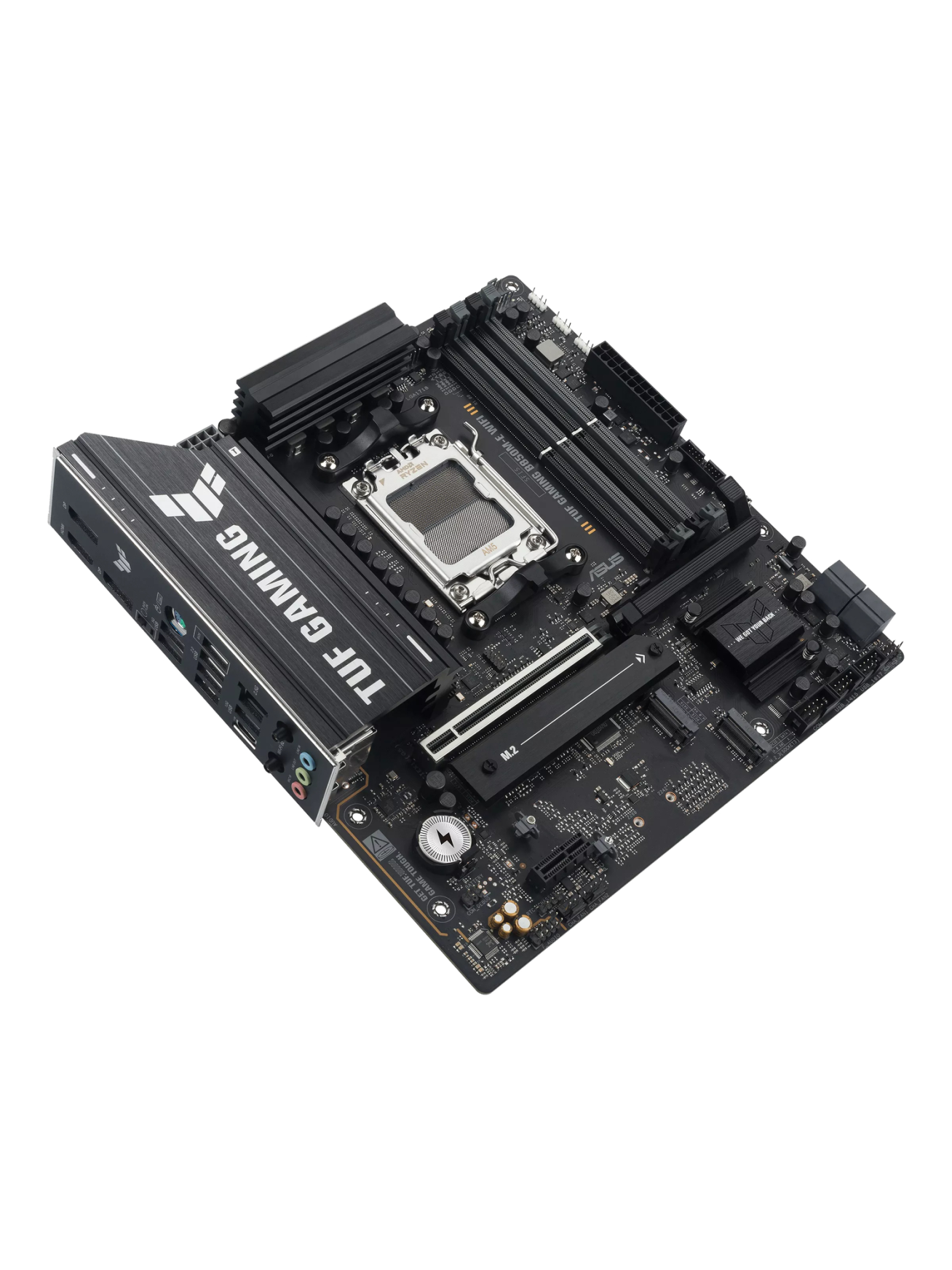 Asus TUF GAMING B850M-E WIFI | Processor family AMD | Processor socket AM5 | DDR5 | Supported hard disk drive interfaces SATA, M.2 | Number of SATA connectors 4 3