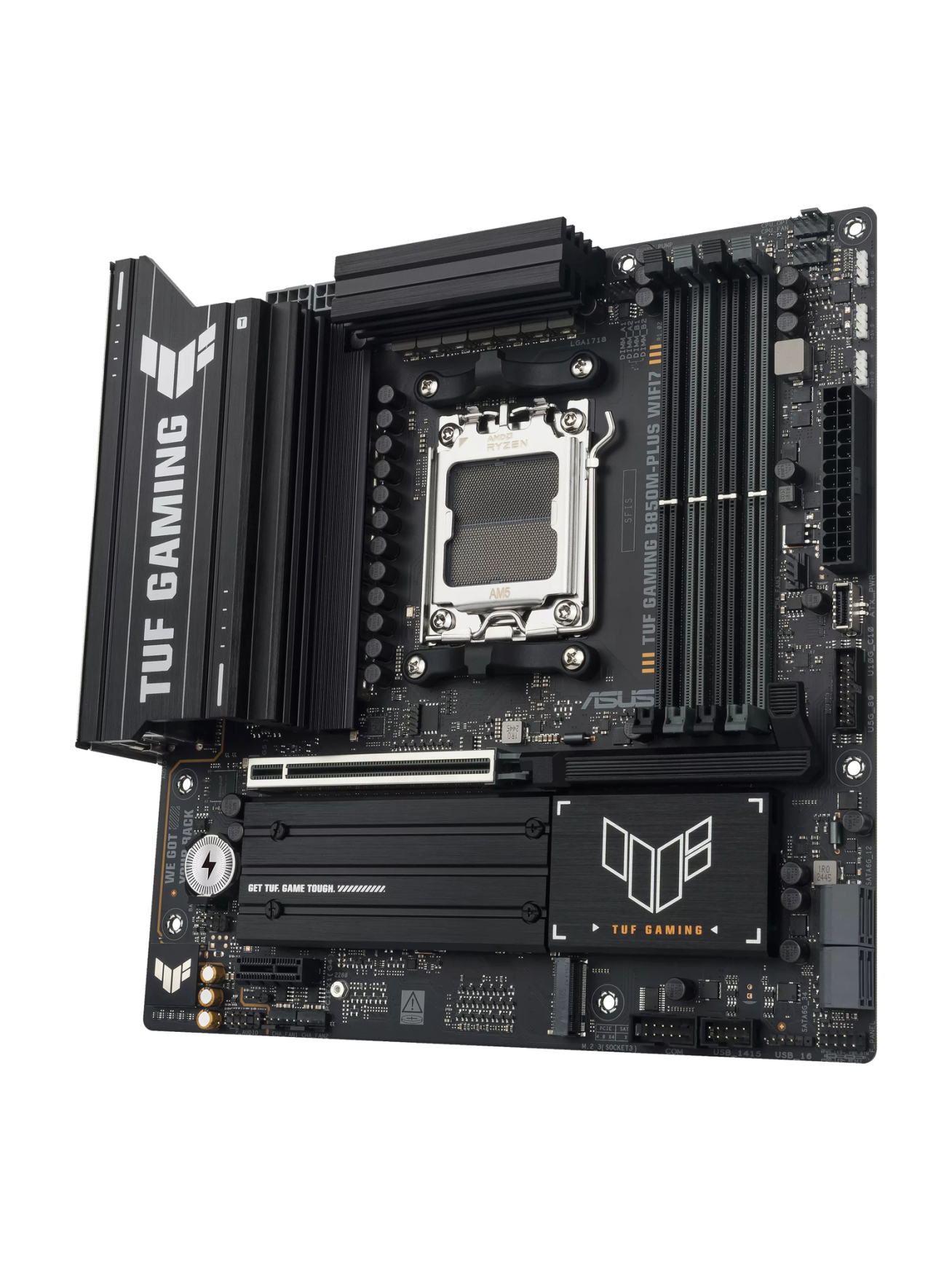 Asus TUF GAMING B850M-PLUS WIFI7 | Processor family AMD | Processor socket AM5 | DDR5 | Supported hard disk drive interfaces SATA, M.2 | Number of SATA connectors 4 2 Asus TUF GAMING B850M-PLUS WIFI7 | Processor family AMD | Processor socket AM5 | DDR5 | Supported hard disk drive interfaces SATA, M.2 | Number of SATA connectors 4 2