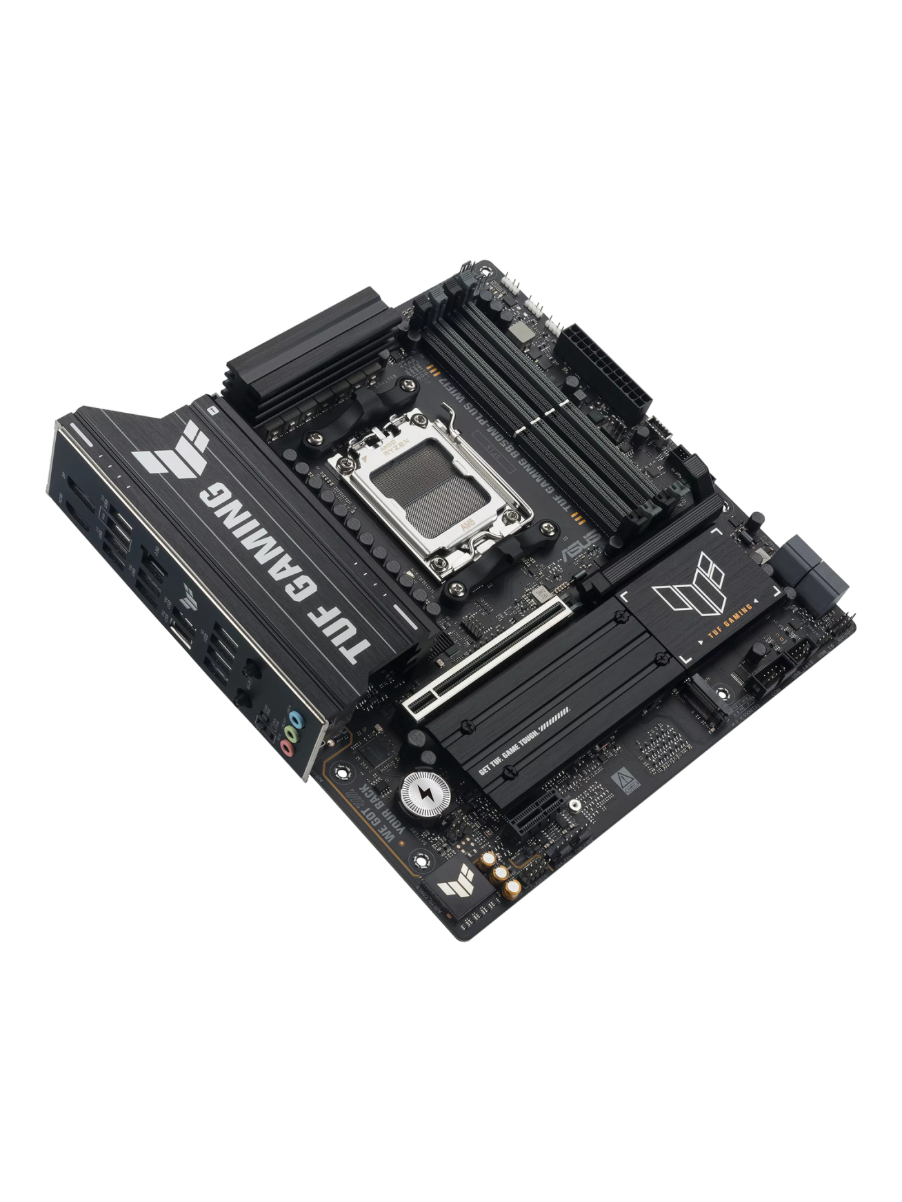 Asus TUF GAMING B850M-PLUS WIFI7 | Processor family AMD | Processor socket AM5 | DDR5 | Supported hard disk drive interfaces SATA, M.2 | Number of SATA connectors 4 3