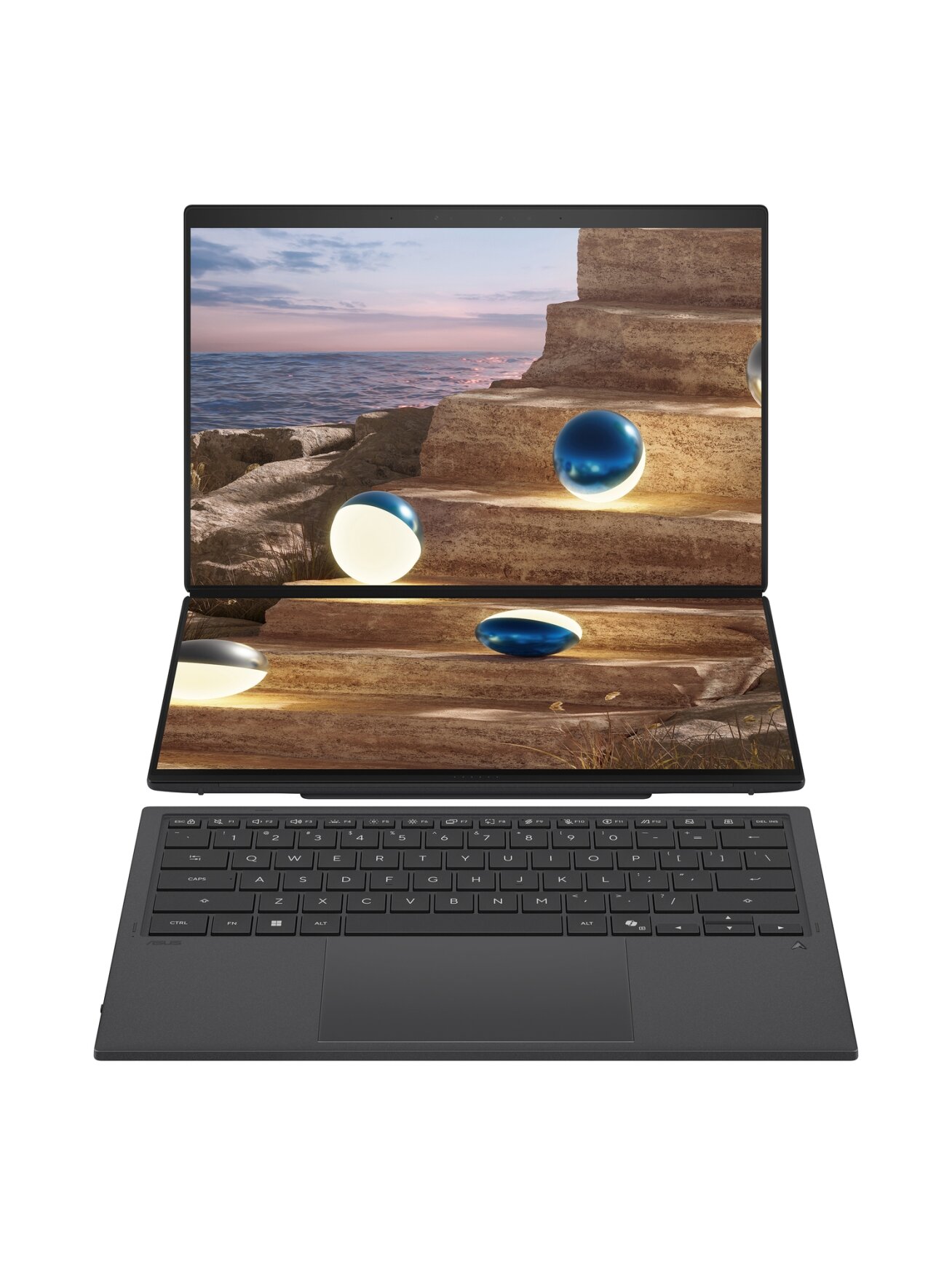 Asus | Zenbook Duo UX8407AA-SN066W | Moher Gray | 14 " | OLED | Touchscreen | 2.8K | 2880 x 1800 pixels | 144 Hz | Anti-Reflective | Intel Core Ultra X9 | 378H | 32 GB | LPDDR5X | Solid-state drive capacity 2000 GB | Intel Arc Graphics | Windows 11 Pro | 11 Asus | Zenbook Duo UX8407AA-SN066W | Moher Gray | 14 " | OLED | Touchscreen | 2.8K | 2880 x 1800 pixels | 144 Hz | Anti-Reflective | Intel Core Ultra X9 | 378H | 32 GB | LPDDR5X | Solid-state drive capacity 2000 GB | Intel Arc Graphics | Windows 11 Pro | 11