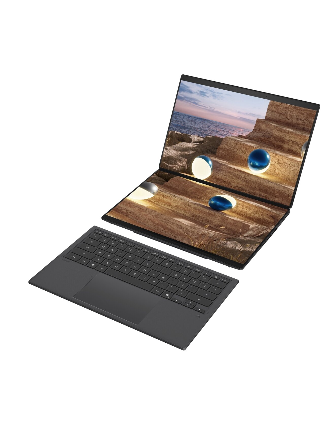 ASUS Zenbook Duo UX8407AA-SN094X | Asus Zenbook Duo UX8407AA-SN094X | Moher Gray | 14 " | OLED | Touchscreen | 3K | 2880 x 1800 pixels | 144 Hz | Glossy | Intel Core Ultra 9 | 388H | 32 GB | LPDDR5X | Solid-state drive capacity 2000 GB | Intel Arc Graphic 13