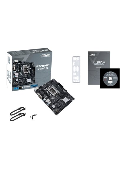 Asus | PRIME H610M-D D4 | Processor family Intel | Processor socket LGA1700 | DDR4 DIMM | Memory slots 2 | Supported hard disk drive interfaces SATA, M.2 | Number of SATA connectors 4 | Chipset Intel H610 | mATX 4 Asus | PRIME H610M-D D4 | Processor family Intel | Processor socket LGA1700 | DDR4 DIMM | Memory slots 2 | Supported hard disk drive interfaces SATA, M.2 | Number of SATA connectors 4 | Chipset Intel H610 | mATX 4