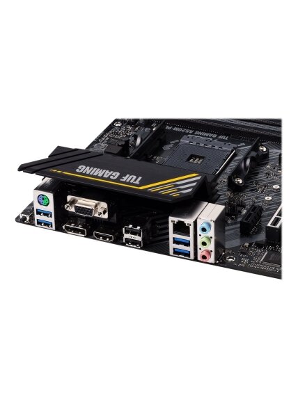 Asus | TUF GAMING A520M-PLUS II | Processor family AMD | Processor socket AM4 | DDR4 DIMM | Memory slots 4 | Supported hard disk drive interfaces 	SATA, M.2 | Number of SATA connectors 4 | Chipset  AMD A520 | Micro ATX 10