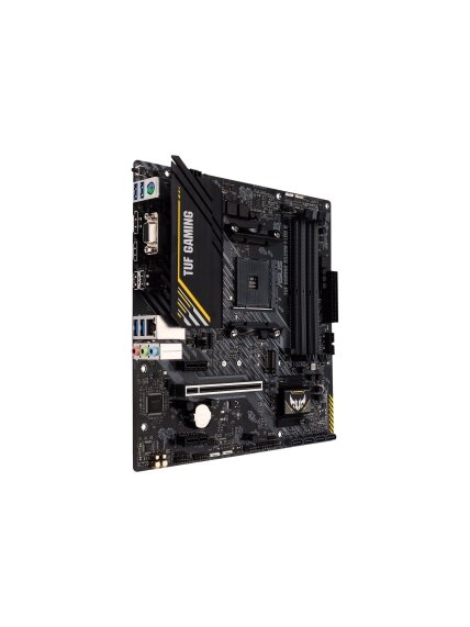 Asus | TUF GAMING A520M-PLUS II | Processor family AMD | Processor socket AM4 | DDR4 DIMM | Memory slots 4 | Supported hard disk drive interfaces 	SATA, M.2 | Number of SATA connectors 4 | Chipset  AMD A520 | Micro ATX 4