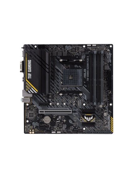 Asus | TUF GAMING A520M-PLUS II | Processor family AMD | Processor socket AM4 | DDR4 DIMM | Memory slots 4 | Supported hard disk drive interfaces 	SATA, M.2 | Number of SATA connectors 4 | Chipset  AMD A520 | Micro ATX