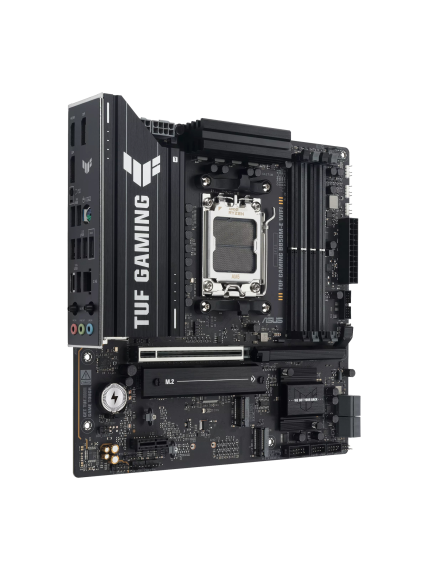 Asus TUF GAMING B850M-E WIFI | Processor family AMD | Processor socket AM5 | DDR5 | Supported hard disk drive interfaces SATA, M.2 | Number of SATA connectors 4 1