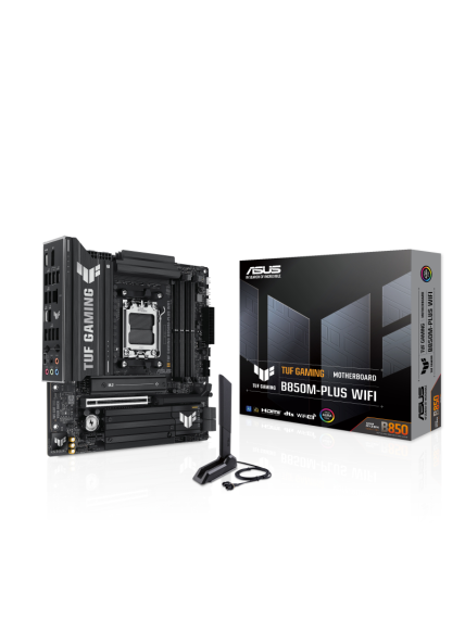 Asus TUF GAMING B850M-PLUS WIFI | Processor family AMD | Processor socket AM5 | DDR5 | Supported hard disk drive interfaces M.2, SATA | Number of SATA connectors 4 4 Asus TUF GAMING B850M-PLUS WIFI | Processor family AMD | Processor socket AM5 | DDR5 | Supported hard disk drive interfaces M.2, SATA | Number of SATA connectors 4 4