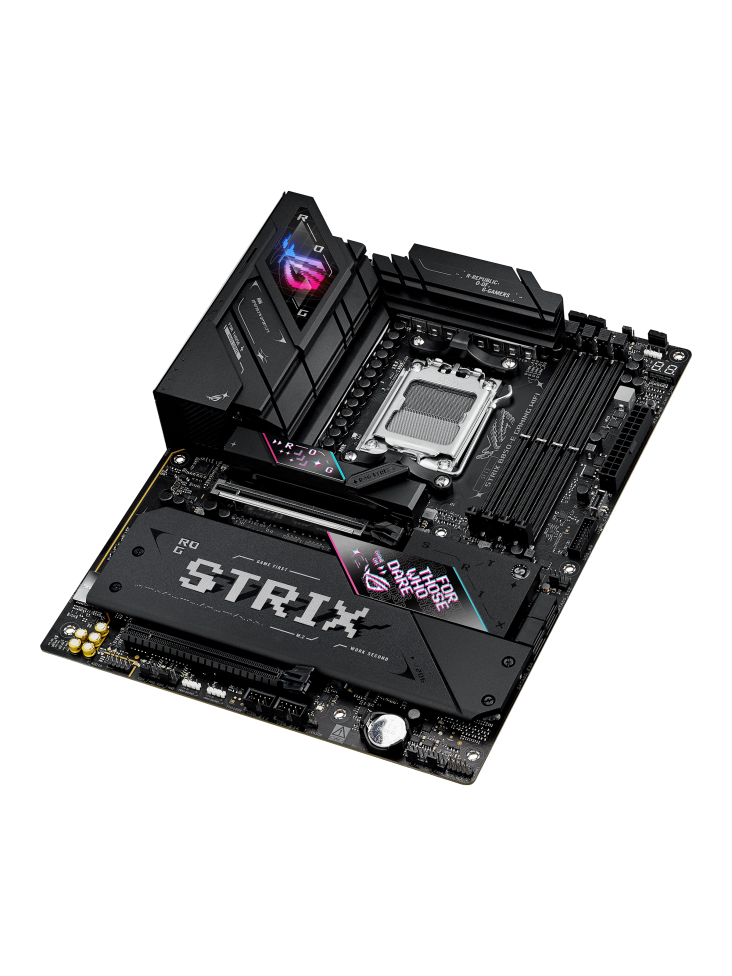 Asus ROG STRIX B850-E GAMING WIFI | Processor family AMD | Processor socket AM5 | DDR5 | Supported hard disk drive interfaces SATA, M.2 | Number of SATA connectors 4 4 Asus ROG STRIX B850-E GAMING WIFI | Processor family AMD | Processor socket AM5 | DDR5 | Supported hard disk drive interfaces SATA, M.2 | Number of SATA connectors 4 4