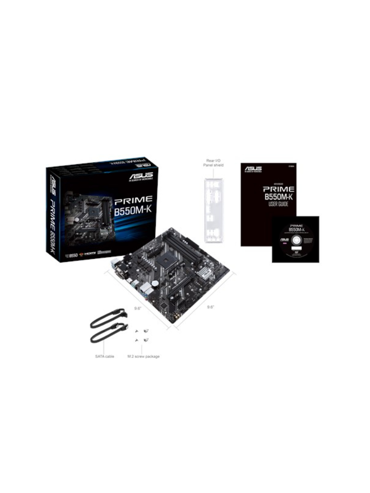 Asus | PRIME B550M-K | Processor family AMD | Processor socket AM4 | DDR4 | Memory slots 4 | Chipset AMD B | Micro ATX 8