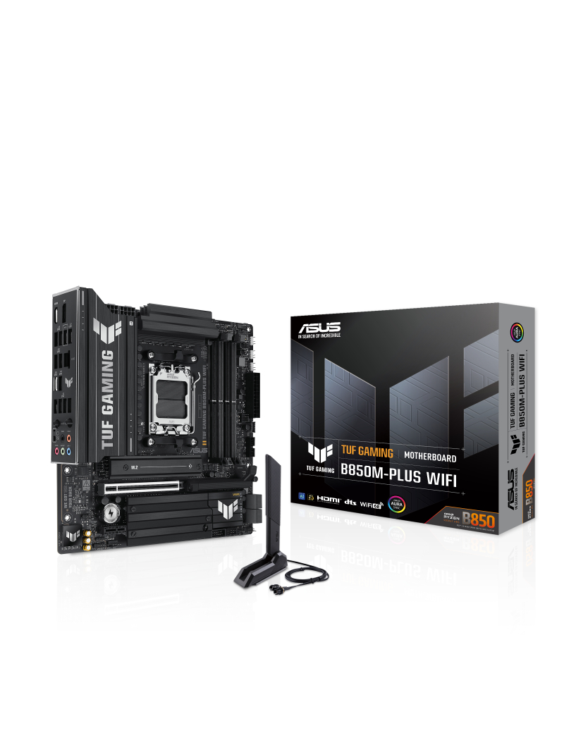 Asus TUF GAMING B850M-PLUS WIFI | Processor family AMD | Processor socket AM5 | DDR5 | Supported hard disk drive interfaces M.2, SATA | Number of SATA connectors 4 4
