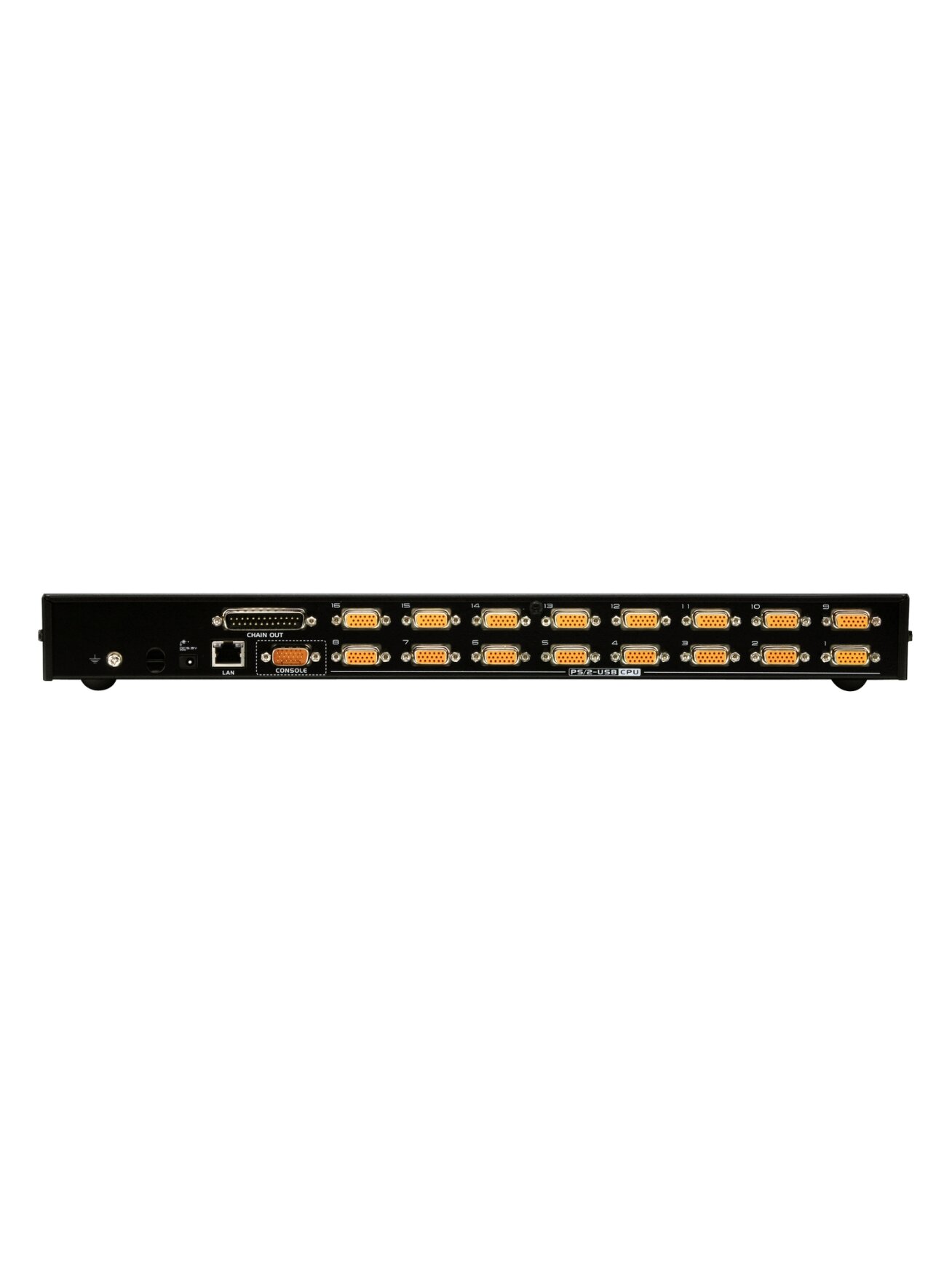 Aten | 1-Local/Remote Shared Access 16-Port PS/2-USB VGA KVM Over IP Switch | CS1716I-AT-G | 1 x SPHD Male (Yellow), 16 x SPHD Female (Yellow), 1 x DB-25 Male, 1 x DC Jack, 1 x RJ-45 Female, 1 x RJ-11, 1 x USB Type A Female 2 Aten | 1-Local/Remote Shared Access 16-Port PS/2-USB VGA KVM Over IP Switch | CS1716I-AT-G | 1 x SPHD Male (Yellow), 16 x SPHD Female (Yellow), 1 x DB-25 Male, 1 x DC Jack, 1 x RJ-45 Female, 1 x RJ-11, 1 x USB Type A Female 2