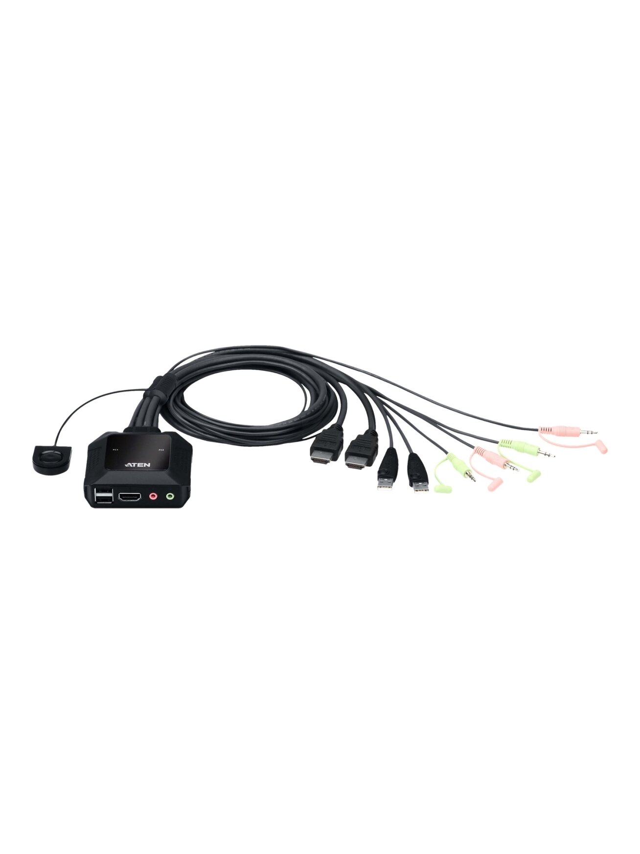 Aten | 2-Port USB 4K HDMI Cable KVM Switch with Remote Port Selector | CS22H-AT Aten | 2-Port USB 4K HDMI Cable KVM Switch with Remote Port Selector | CS22H-AT