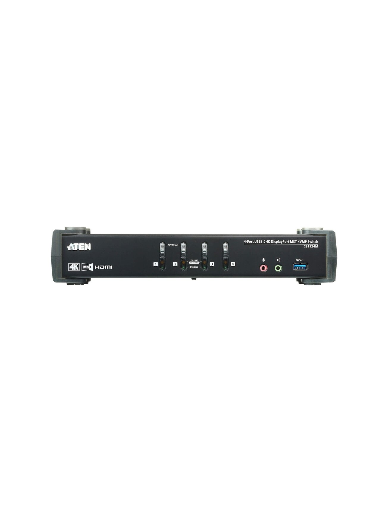 Aten | 4-Port USB3.0 4K DisplayPort KVMP Switch with Built-in MST Hub | CS1924M 1