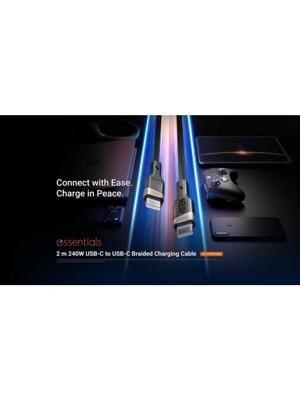 Aten 240W USB-C to USB-C Braided Charging Cable, 2 m | 2L-3102P240 | USB-C to USB-C 1