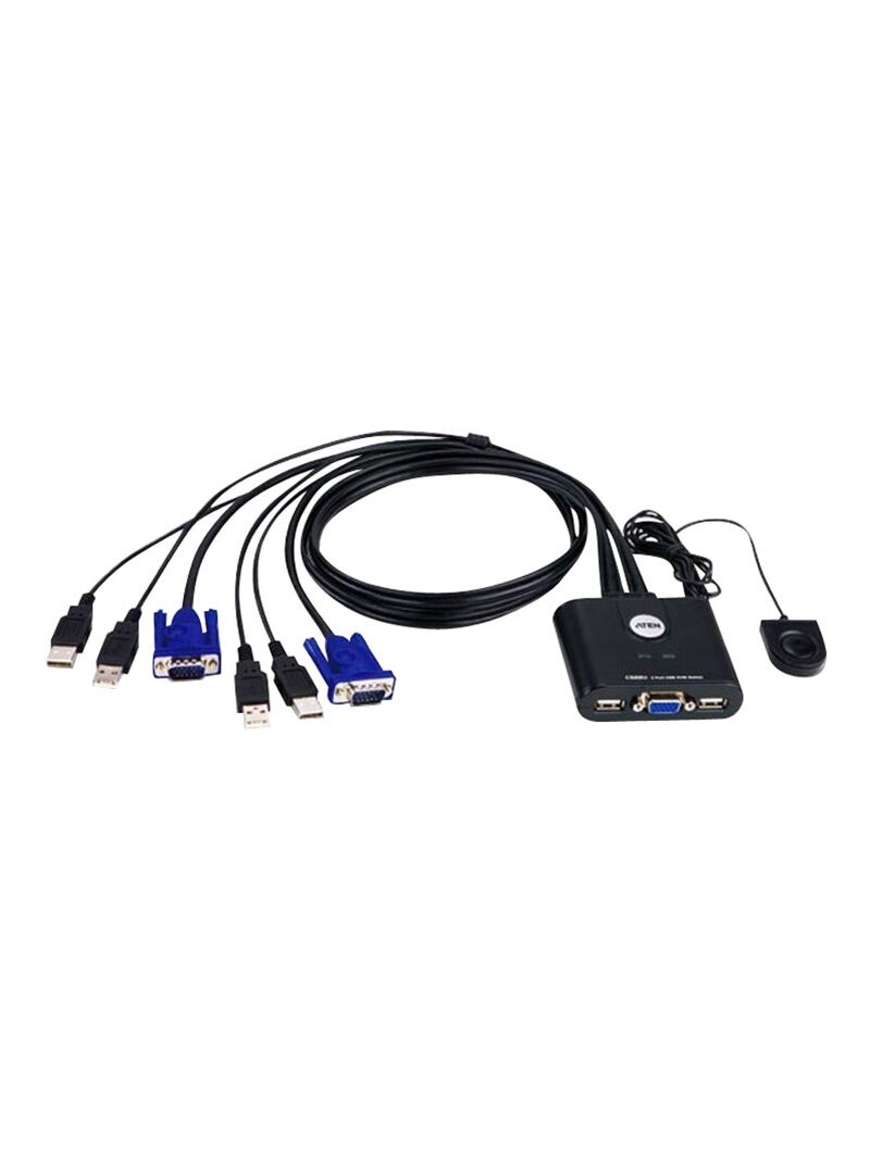 Aten 2-Port USB VGA Cable KVM Switch with Remote Port Selector | Aten | KVM  Cable KVM Switches  CS22U Search Product or keyword   2-Port USB VGA Cable KVM Switch with Remote Port Selector