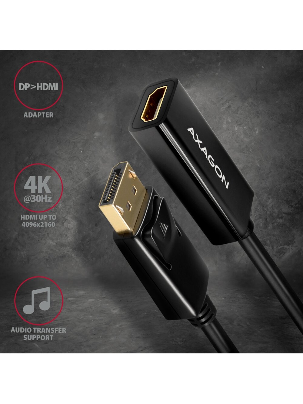 AXAGON | Active adapter | DisplayPort to HDMI | 0.15 m 1